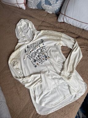 Disney Cream Hoodie with Gold and Black Heart & Suit Marks